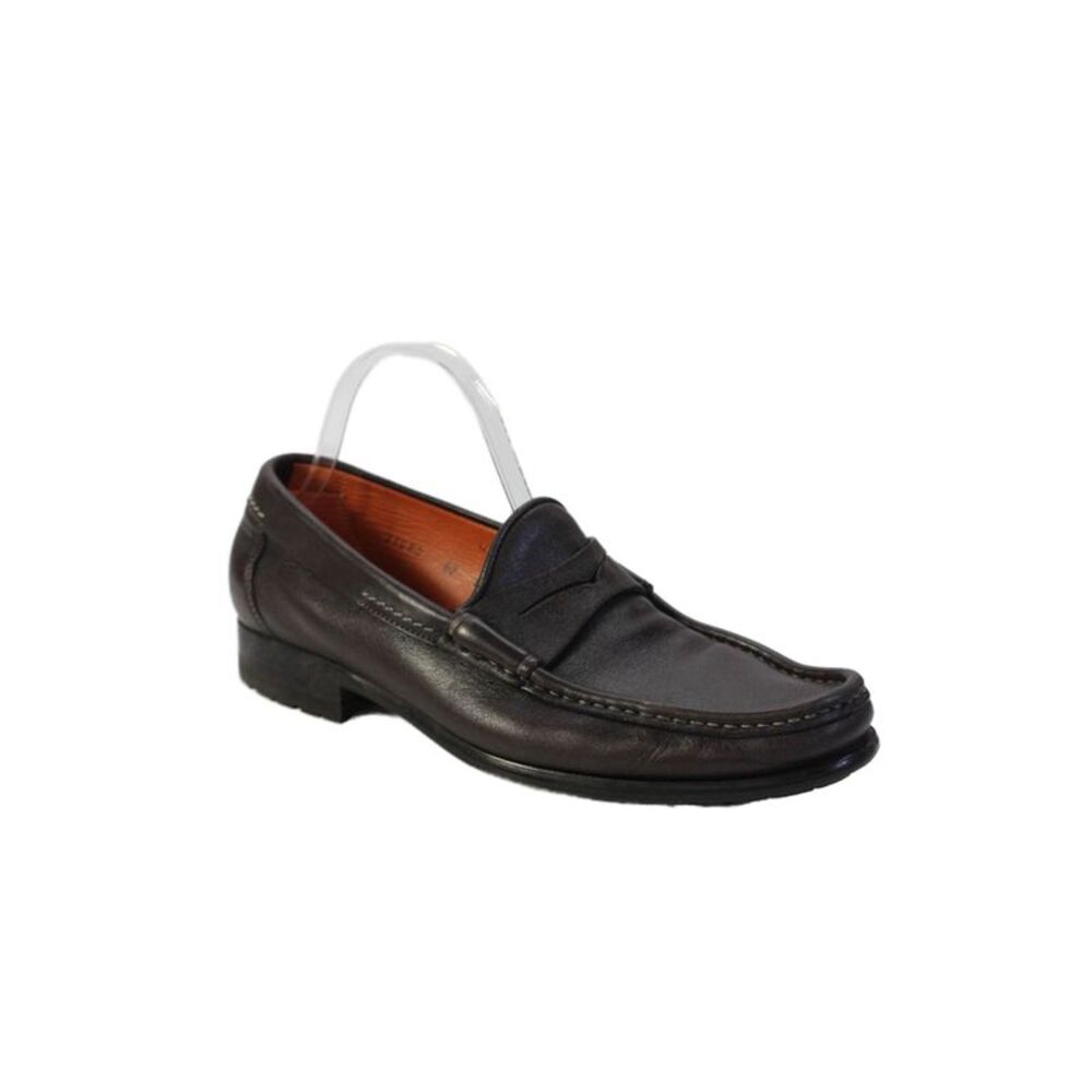 Santoni Mens Leather Slide On Dress Shoe Loafers Brown Size 8.5  D